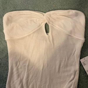 White strapless twist front body suit